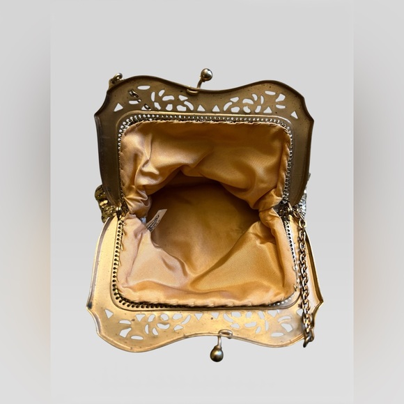 Vintage Whiting & Davis Gold Mesh Evening Bag 1930s/40s USA Lined - Picture 6 of 9